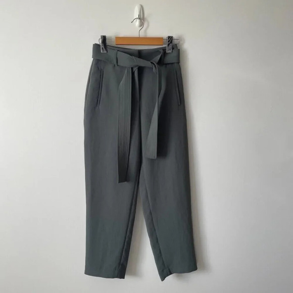 Aritzia Wilfred Tie-Front Jallade Cropped High Waisted Pant Green Size 0 - Picture 2 of 6